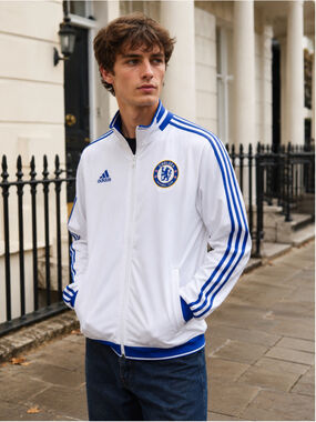 Adidas Chelsea FC Track Jacket Men S Full Zip Soccer Blokecore Terracewear White
